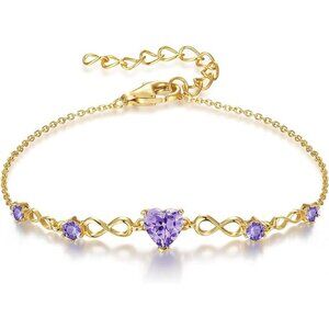 Infinity Heart 5 Birthstone Adjustable Bracelet - 18K Gold 06 Jun